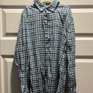 Men's Plaid Button-Down Shirt - Green and Blue